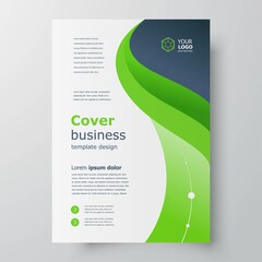 Wall Mural - Flyer brochure design template curves theme green color vector