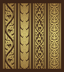 Wall Mural - Set thai art, buddhism temple element and background pattern decoration motifs for pillar pattern, flyers, poster, web, banner, and card