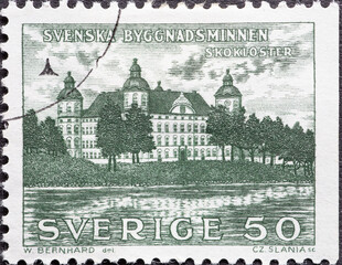 Wall Mural - Sweden - circa 1962: a postage stamp from Sweden showing the Skokloster Castle