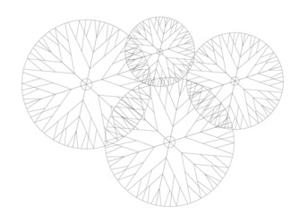 Architectural graphic or symbol of the trees from the top view. It is usually used in plan drawing or architectural layouts. 2D CAD image in black and white.