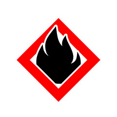 Sticker - Flammable material warning glyph symbol isolated on white background