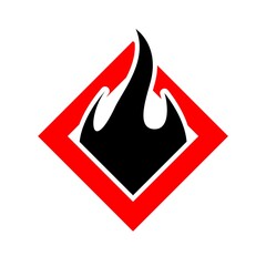 Sticker - Flammable material warning glyph symbol isolated on white background