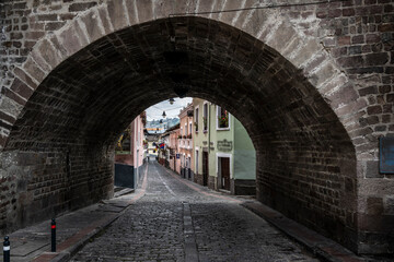 Wall Mural - fragments of sketches of street life in the center of Quito - the capital of Ecuador 