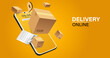 © pixelplus - APP parcel delivery. Concept for fast delivery service. Vector illustration