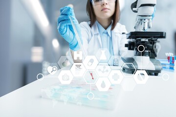 Wall Mural - medical and medicine and biology laboratory with a scientist