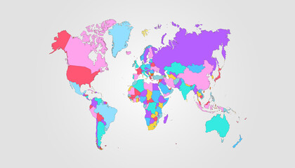  World map. Color vector modern. Silhouette map	