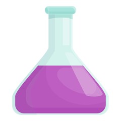 Poster - Chemical flask icon cartoon vector. Chemistry lab. Science glass