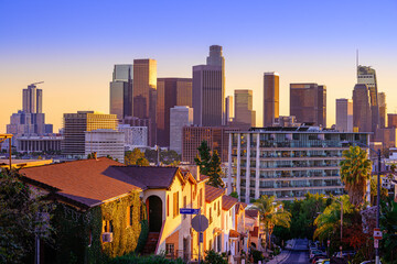 Wall Mural - skyline of los angeles during sunset, california