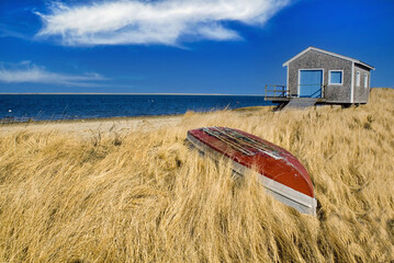 Canvas Print - Cape Cod Boathouse and Ocean