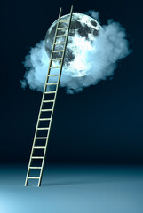 Wall Mural - ladder to the moon (3d rendering,this image elements furnished by nasa)