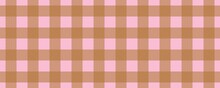 Banner, Plaid Pattern. Pink On Brown Color. Tablecloth Pattern. Texture. Seamless Classic Pattern Background.