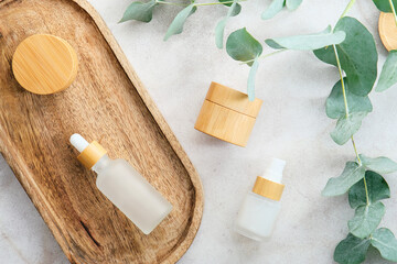 Wall Mural - set of natural cosmetics for personal hygiene. spa bathroom organic beauty products.