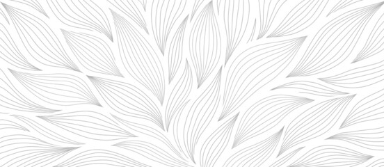 Luxury floral pattern with hand drawn leaves. Elegant astract background in minimalistic linear style.