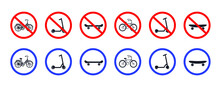 A Set Of Forbidding Icons. No Bikes, No Skateboards, No Scooters