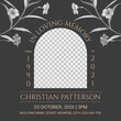 Floral memorial and funeral invitation card template design, dark grey decorated with Ruellia tuberosa flowers