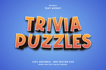 Wall Mural - Trivia Puzzles Game Title 3D Editable Text Effect