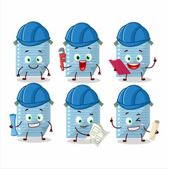 Sticker - architect blue sticky notes cute mascot character with pliers