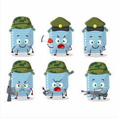 Canvas Print - A charming soldier blue sticky notes cartoon picture bring a gun machine