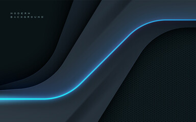 Poster - Black dimension modern background with blue light effect