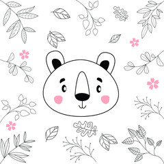 Sticker - Seamless childish pattern with cute animals in black and white style. Vector illustration. Beautiful animals. Creative scandinavian kids textures for fabric, wrapping, textile, wallpaper, clothes.