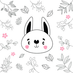 Sticker - Seamless childish pattern with cute animals in black and white style. Vector illustration. Beautiful animals. Creative scandinavian kids textures for fabric, wrapping, textile, wallpaper, clothes.