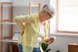 © Pixel-Shot - Senior woman with pills suffering from back pain at home