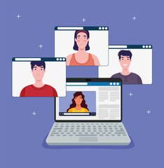 Poster - video conference in laptop