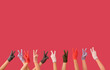 © Pixel-Shot - Women in warm gloves showing OK gesture on color background