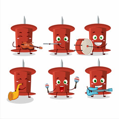 Wall Mural - Cartoon character of red push pin playing some musical instruments