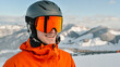  Winter sports and leasure activities. Portrait of a happy male skier in the alps