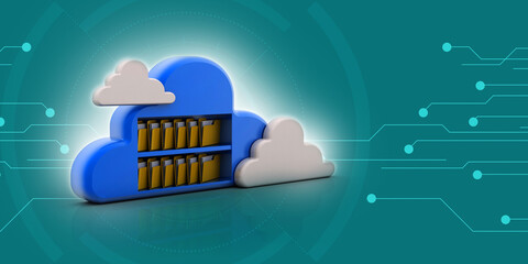 Poster - 3d rendering cloud  folder network
