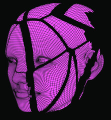 Aufkleber - 3D wireframe of a human head. Concept for Artificial intelligence and Neural Networks themes.