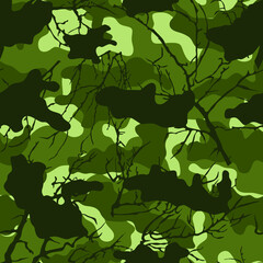 Wall Mural - Camouflage with branches for hunting and fishing.