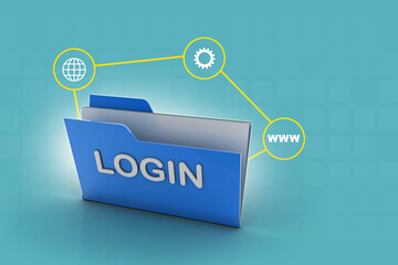 Poster - 3d rendering folder login concept
