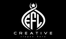 EFL Three Letters Monogram Curved Oval Initial Logo Design, Geometric Minimalist Modern Business Shape Creative Logo, Vector Template