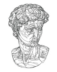 Poster - 3D illustration of a low poly bust. Vaporwave style aesthetics.