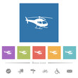 © botond1977 - Helicopter silhouette flat white icons in square backgrounds