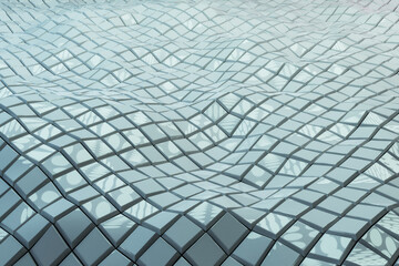 Poster - Abstract light blue tile wave background. Style, design and texture concept. 3D Rendering.