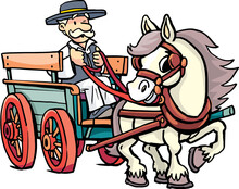 Coachman Drives A Horse-drawn Carriage 