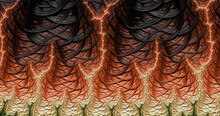 Abstract Colorful Black And Orange Shapes Background. Fantastic Fractal Waves. Festive Wallpaper. Digital Fractal Art. 3d Rendering.