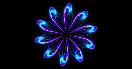 Wall Mural - abstract colorful blue and purple fiery shapes. abstract exotic flower. psychedelic mandala design. 