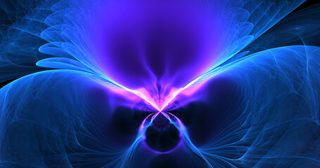 Wall Mural - abstract colorful blue and pink fiery shapes. fantasy light background. digital fractal art. 3d rend