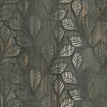 Leaves Pattern On Grunge Background, Dark Wall Stencil, Seamless Texture, 3d Illustration