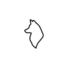 Husky Head Line Profile Icon Isolated On White. Vector Flat Animal Silhouette. Wild Simple Logo.