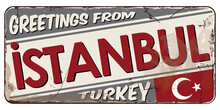 Greetings From Istanbul Turkey Message On Vector Retro Signboard