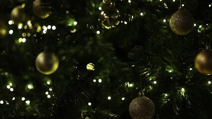 Poster - Christmas tree with gold balls close-up