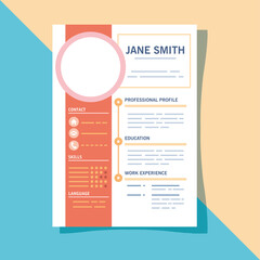 Canvas Print - orange cv template