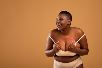 My body my choice. Curvy Black Woman In Underwear Posing