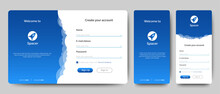 Set Of Sign Up And Sign In Forms. Blue Gradient. Mobile Registration And Login Forms Page. Professional Web Design, Full Set Of Elements. User-friendly Design Materials.