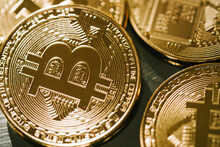 Bitcoins In Closeup ,selective Focus